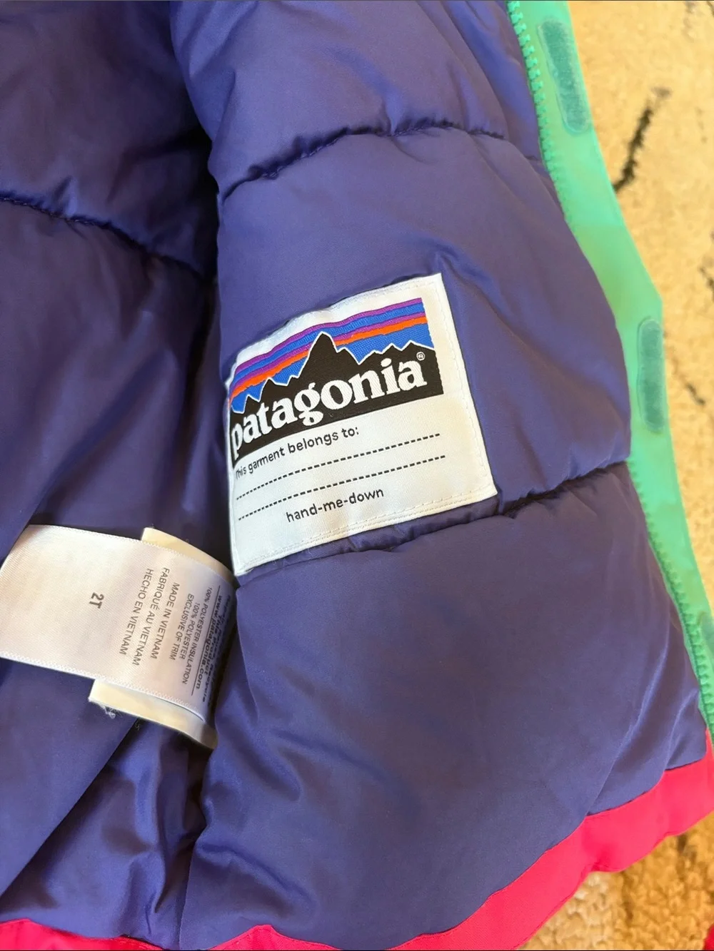 Patagonia Kids Teal & Hot Pink 2t jacket Like new